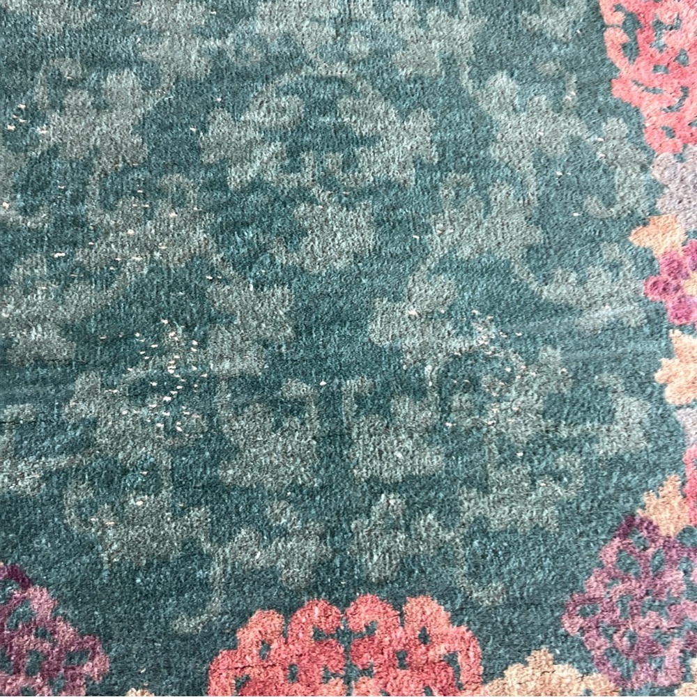 Antique Art Deco Chinese 3’x4’10” Hand Knotted Wool Floral Rug - Picture 9 of 12